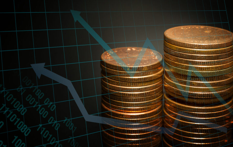 The Gold coin stack  chart for business idea concept image